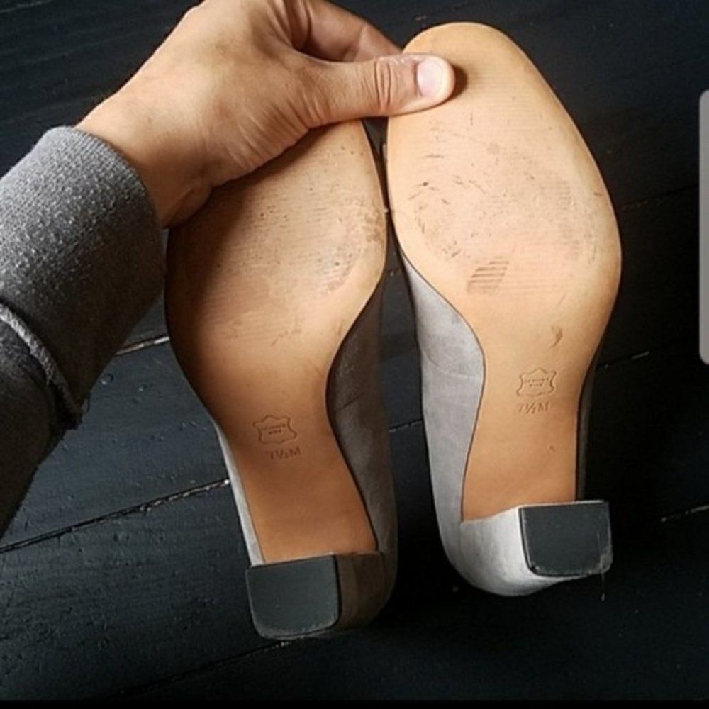 Talbots Grey Suede Square Block Heels - Picture 7 of 9
